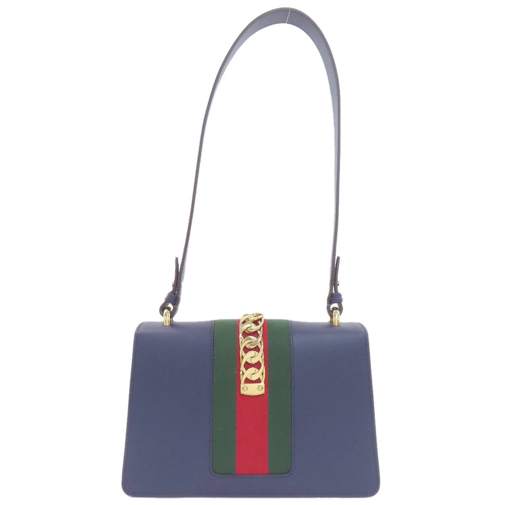 Gucci Sylvie Leather Shoulder Bag Black